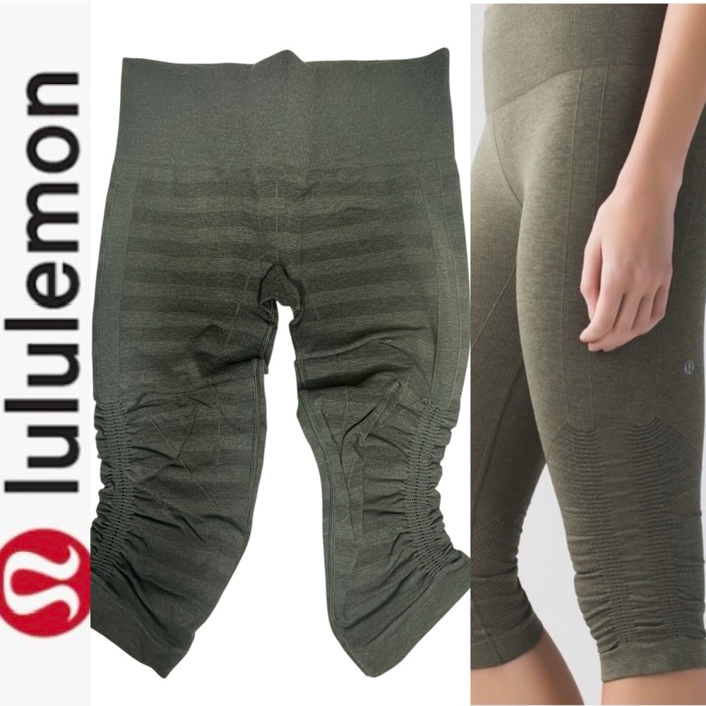 LuluLemon In The Flow II crop Leggings in Charcoal Stripe 4
